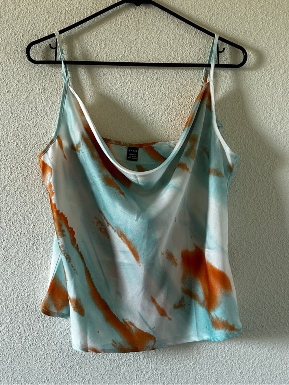 Shein Aqua & Rust Satin Cowl Neck Camisole Dressy Party Date XL